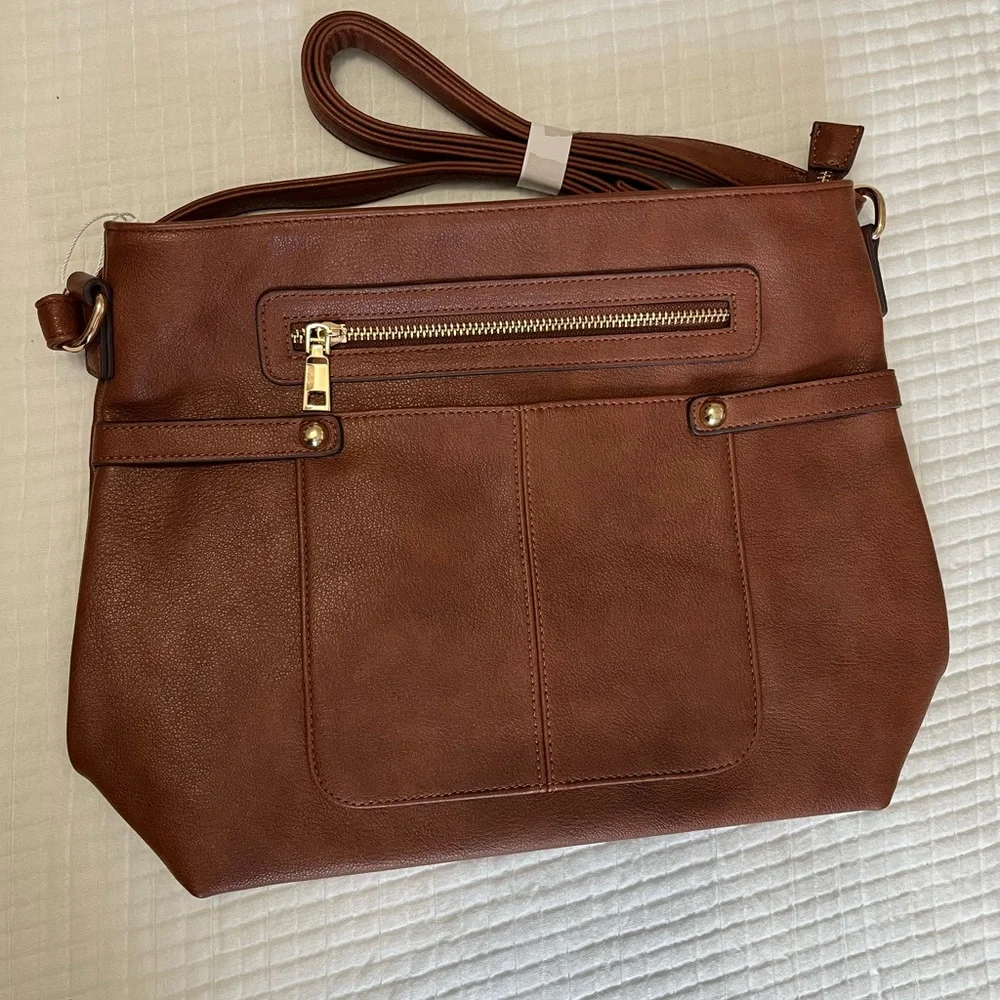 NWT Brown Leather Crossbody Bag - Picture 3 of 14